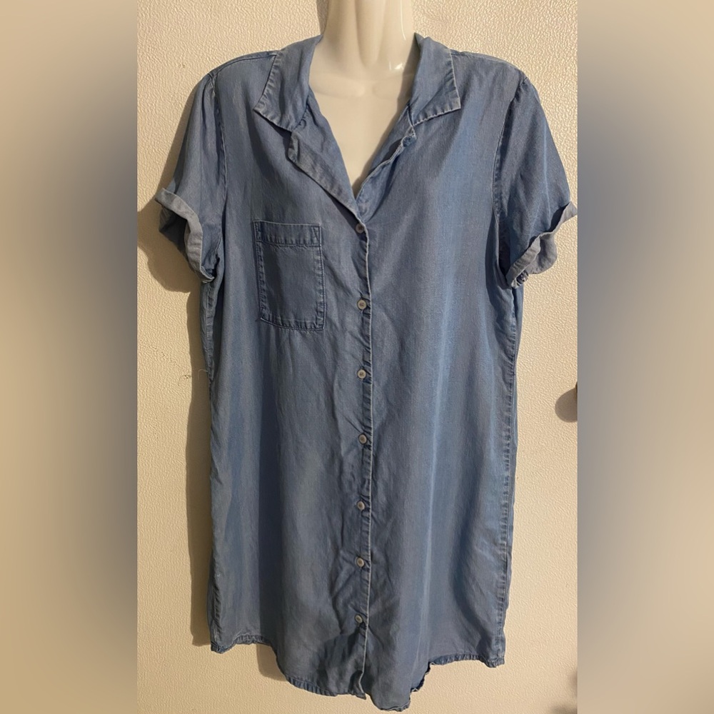 Los Angeles Atelier & Other Stories size 10 blue short sleeve button shirt dress